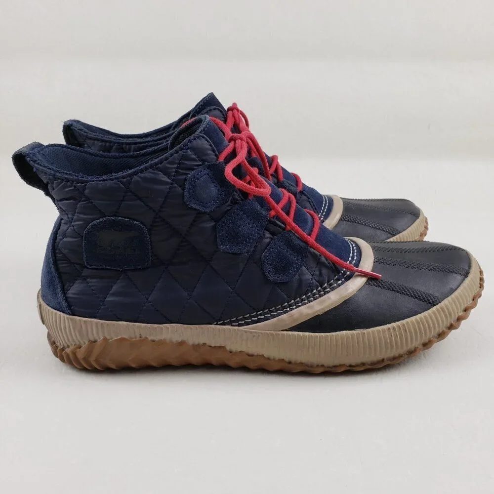 Sorel Out N About Duck Boot Womens 12 Blue Leather Ankle Lace Up Waterproof
